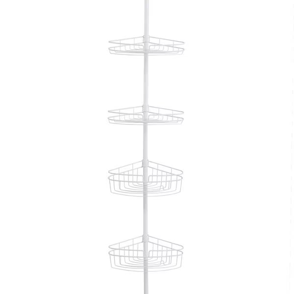 4-Tier Spring Tension Shower Corner Pole Caddy, White, Kenney Mfg, Mfr#: KN61523